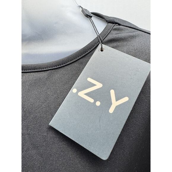 C.O.Z.Y Black Dress White Gray Geometric Design Women’s Size Large NWT - Picture 4 of 10